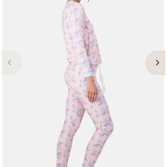 Nwot Loveshackfancy x Morgan Lane Floral Pink Pajama Set top and bottom - Picture 3 of 3